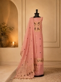 Pink Jamdani Suit With Peacock Motifs