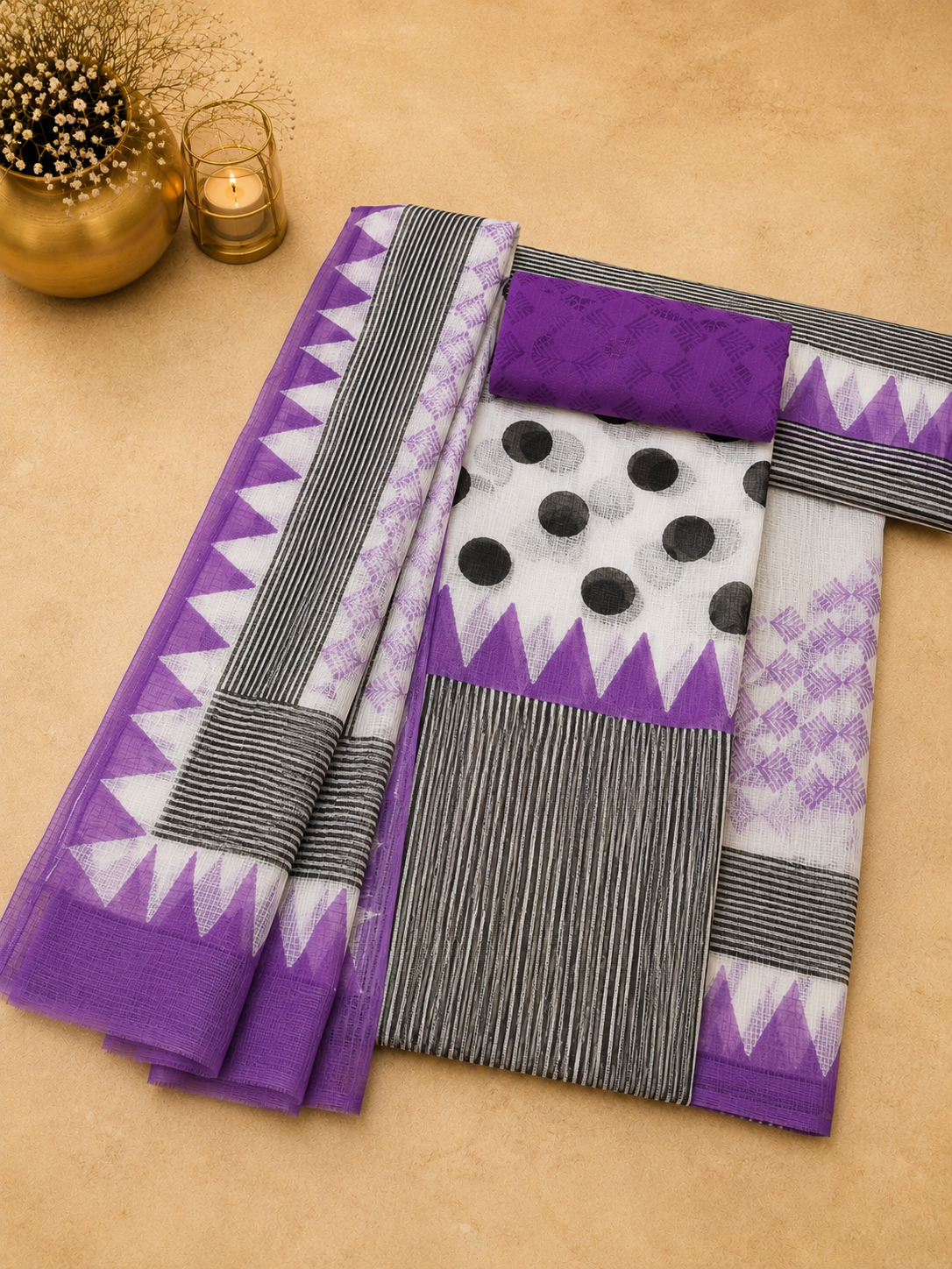 Purple Kota Doria Lightweight Suit Set