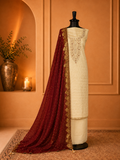 Pearl White Banarasi Zardozi Suit Set