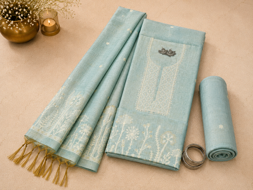 Green Embroidered Yoke Jamdani Suit Set