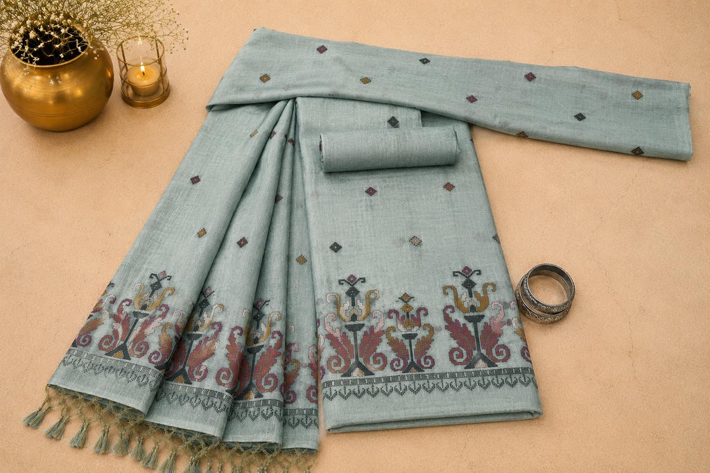Sea Green Geometric Jamdani Suit Set