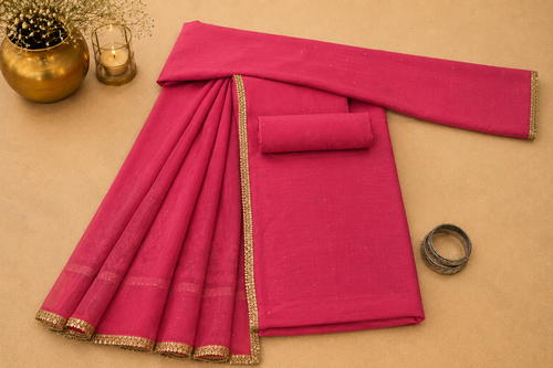 Magenta Mukesh Work Kota Doria Suit Set