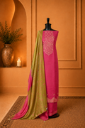 Dark magenta Banarasi suit